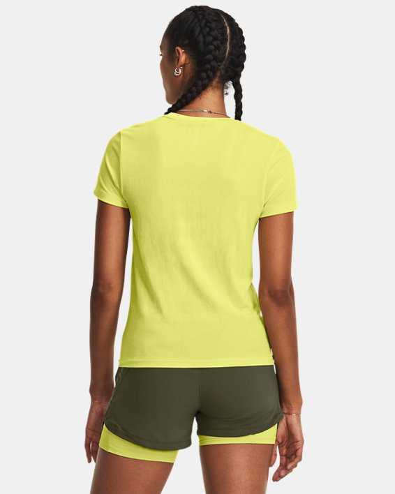 Women's UA Seamless Stride Short Sleeve, Yellow, pdpMainDesktop image number 1